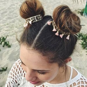 NWT Jen Atkin Bun Cuff - Pink Tassels